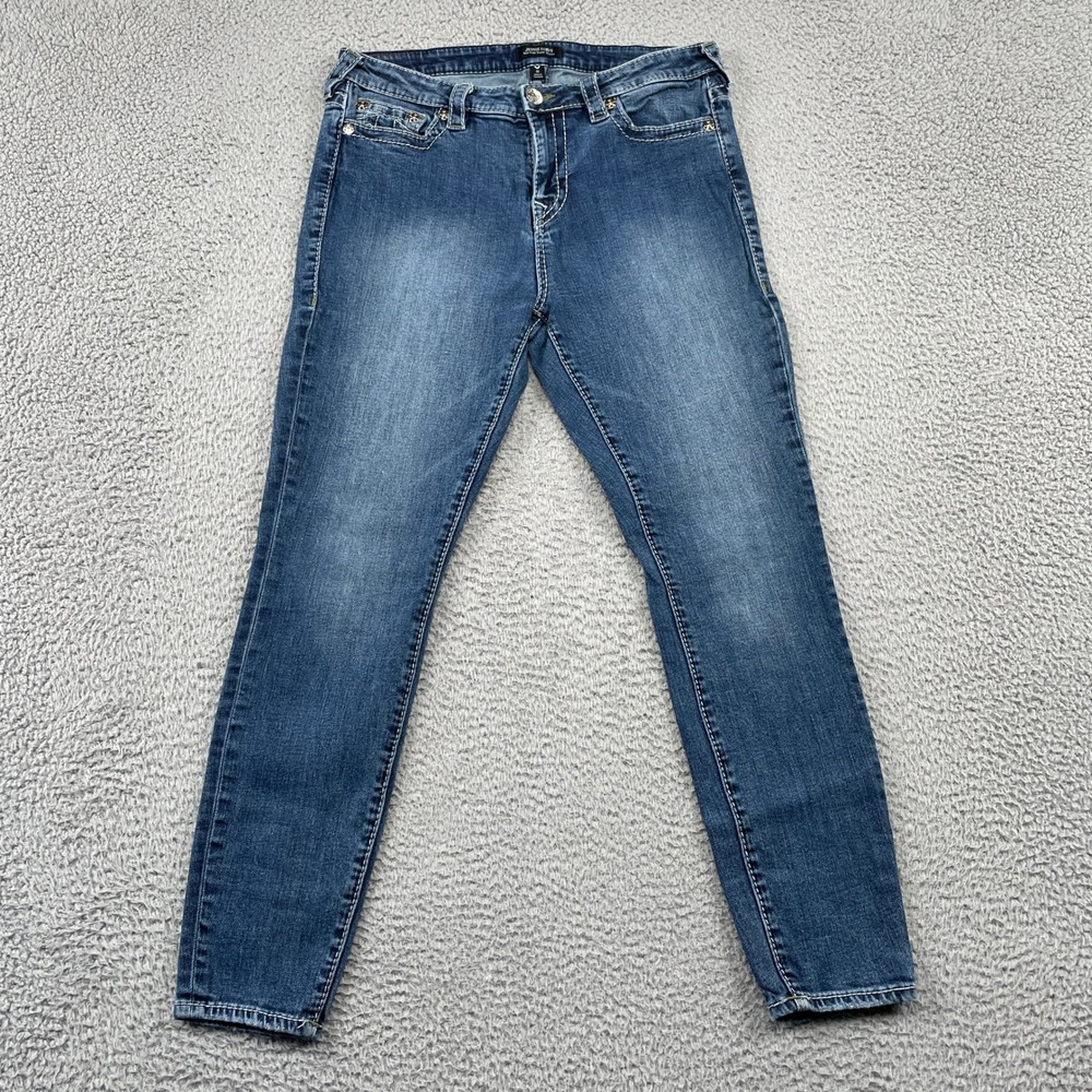 True Religion Jeans Womens 32 Blue Jennie Curvy Mid Rise Super Skinny Stretch
